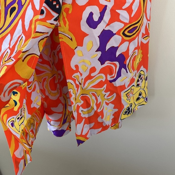 J Crew Silk Maxi Sarong Dress in Painted Paisley Orange Size 0 - Picture 7 of 16